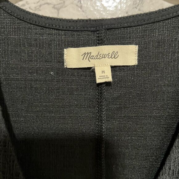 MADEWELL BLACK CROSS-FRONT FLUTTER-SLEEVE FIT & FLARE MINI DRESS - Picture 4 of 7